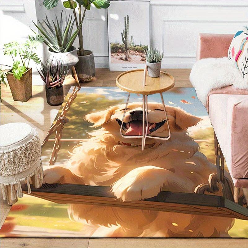 1pc Happy Puppy Pattern Area Rug, Anti Slip Non Shedding Stain Resistant Carpet
