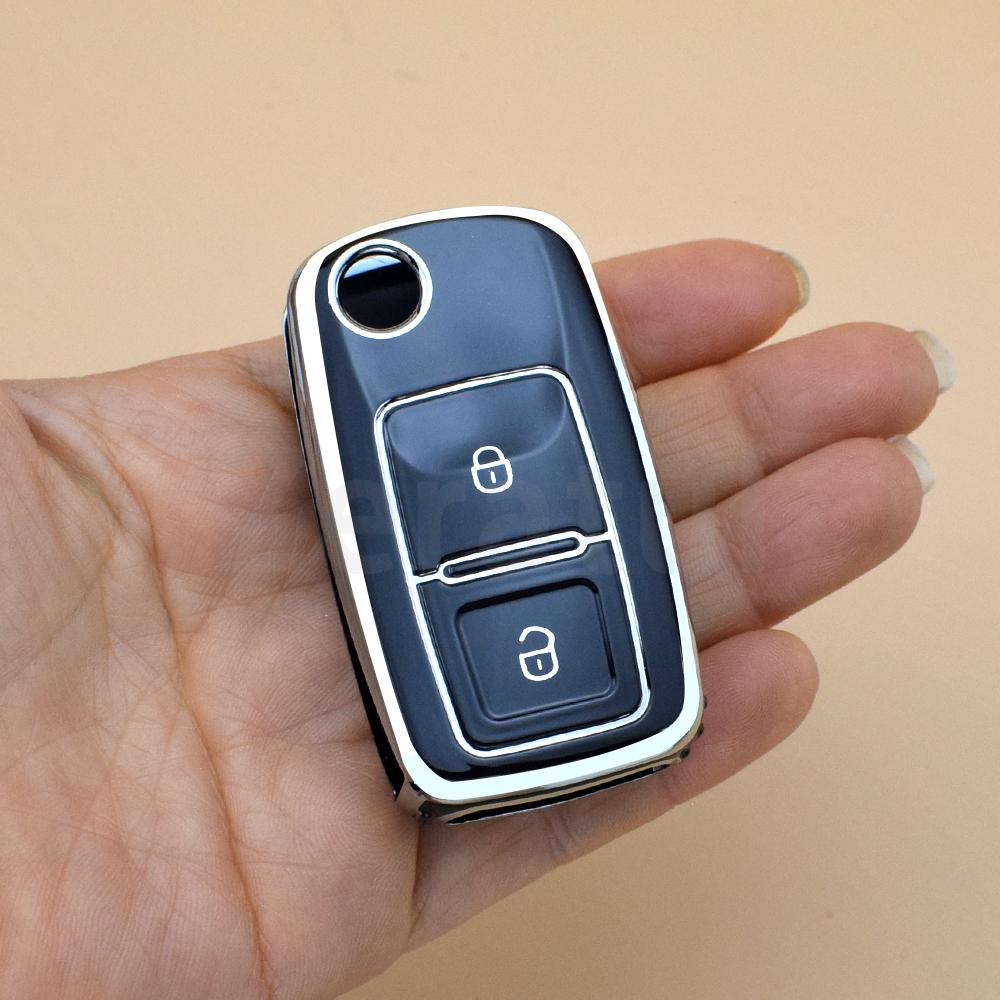 Pro Vw Volkswagen Polo Golf Passat Beetle Caddy T5 Up Eos Tiguan Skoda Octavia A5 TPU Pouzdro na klíče od auta Kryt Auto Skořápka Klíčenka Fob