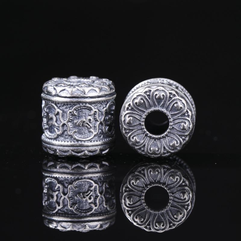 Antikk-finish Vajra Septer Perler: Fargebevarende sølv seksstavelses mantra mellomledd for DIY tibetanske armbånd