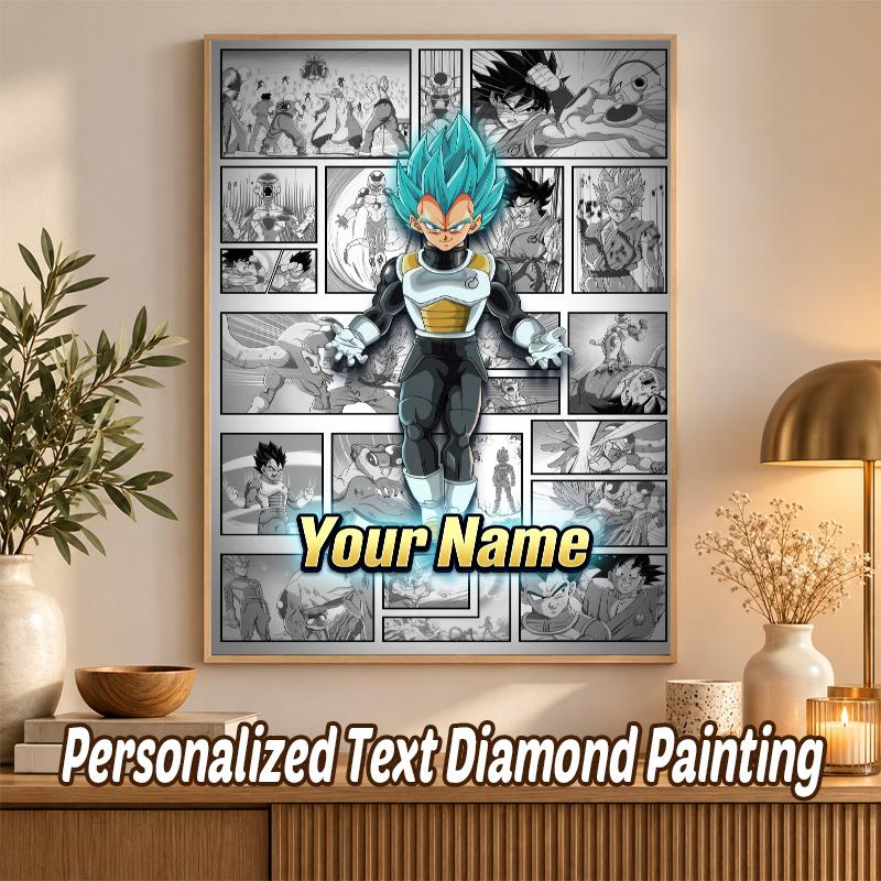 Dragon Ball Vegeta Custom Name Diamond Painting Personalized 5D Full Drill DIY Diamond Art Home Decor