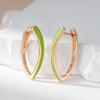 Fashion  Rose Gold Color Green Enamel Drop Earrings For Women Girl Wedding Party Natural Zircon Eardrop Jewelry