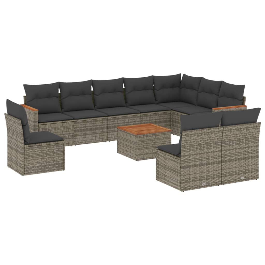 Vidaxl 11-Cz. Set di Mobili da Giardino con Cuscini, Rattan PE Grigio