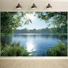2D Sunny Lake with Trees and Reflections Backdrop Party Photo Background Cloth