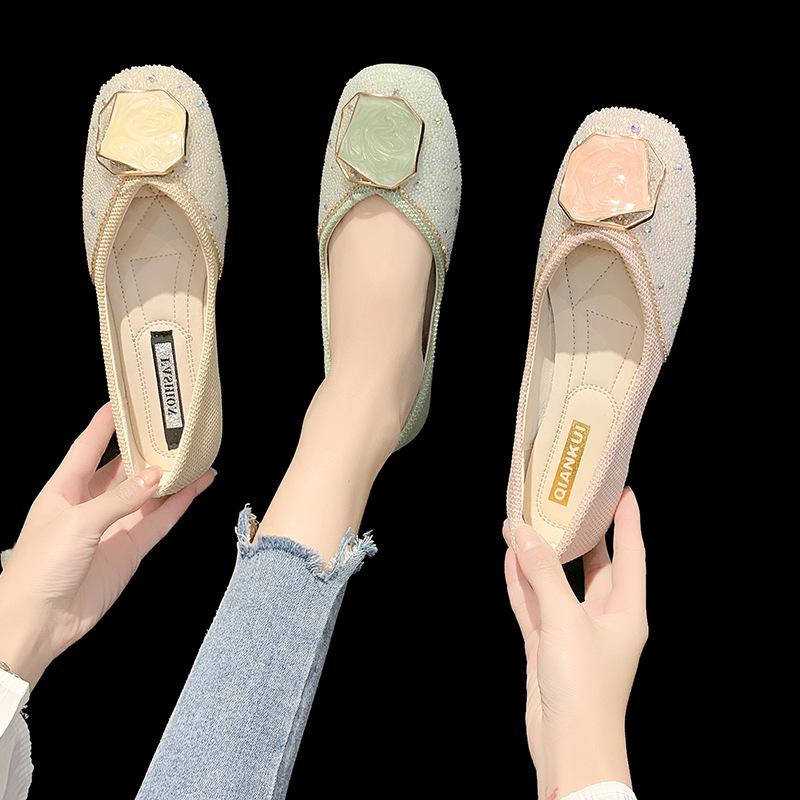 Single shoes women's 2025 spring and autumn new flat-soled one-pedal ladyshoes shallow mouth soft-soled Doudou shoes