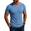 Men's Casual Round Neck Ribbed Casual Comfortable Color Short,sleeved T,shirt