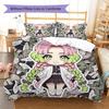 Demon Slayer Pattern Bedding,Quilt Set Quilt Cover Pillowcase Home Birthday Gift (1 * Duvet Cover + 2 * Pillowcase, Without Core)