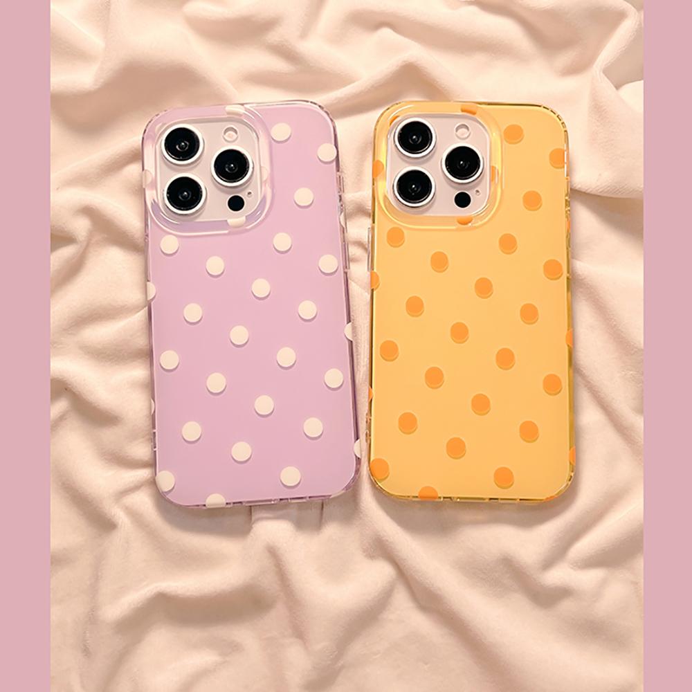 Ins Korean Cute Polka Dot Phone Case for iPhone 17 16 15 14 13 Pro Max 16Pro Stylish Aesthetic Shockproof Lovely Soft Back Cover