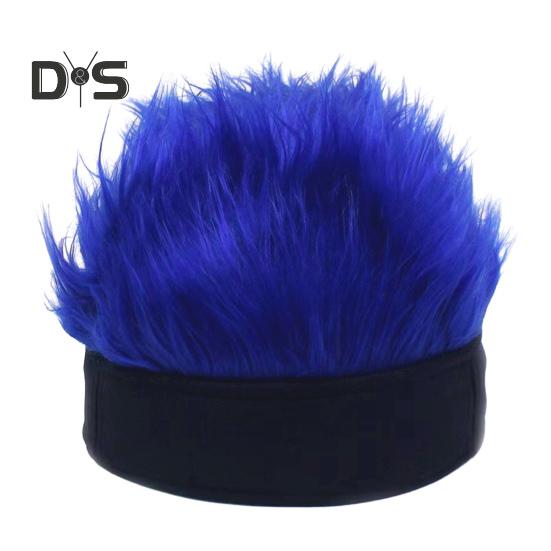 Novelty Fake Hair Visor Hat for Men Adjustable Spiked Wig Hat with Peaked Short Hair Street Hip Hop Hat for Festivals Parties