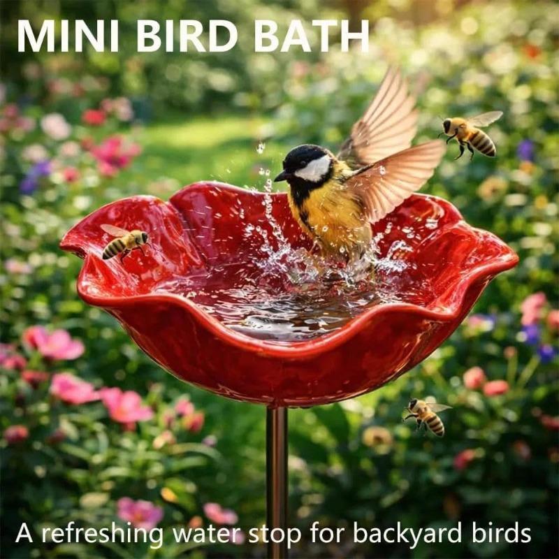 Handgefertigte Metall-Blumen-Gartenspieße, Bestäuber-Trinkstation, Bienen-Trinkstation für den Garten, Metall-Vogelbad für Hof, Rasen, Blumenbeet, Terrasse