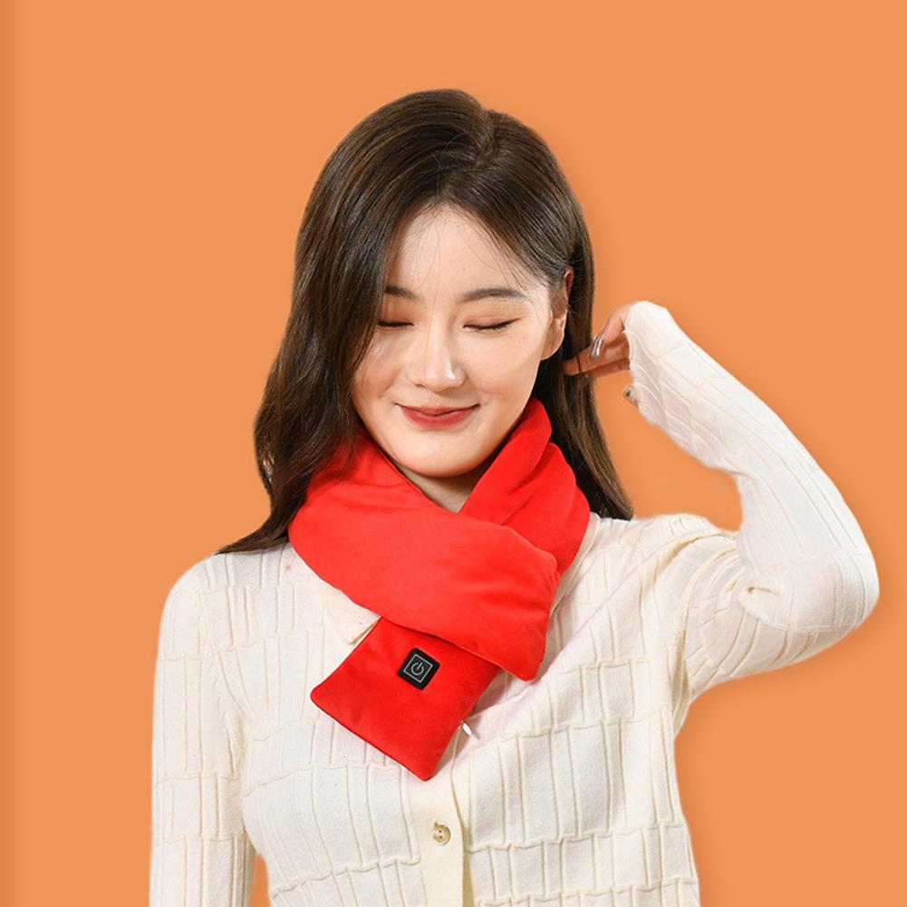 Electric Heating Scarf USB Charging Electric Heated Scarf Cold-Proof Heated Neck Scarf Washable for Outdoor Camping Hiking