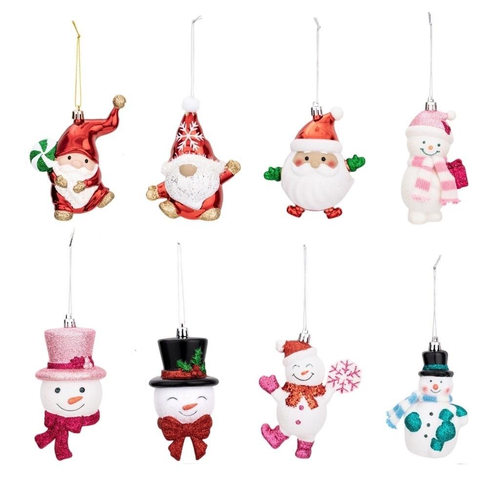 Snowman Santa Claus Snowman Pendant Plastic Xmas Ornaments Cute Christmas Hanging  Kids Xmas Gift