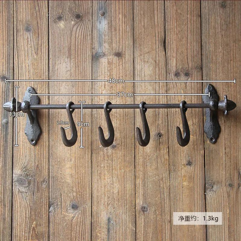 Retro Iron Art Cast Iron Hook Courtyard Garden Outdoor Wall Decoration Clothing Store Clothing Hat European Style Clothes-hook