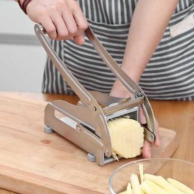Kartoffelschneider Französisch Pommes Frites Schneider mit 2 Edelstahlklingen Multifunktionaler Edelstahlhacker Manuelles Schneidewerkzeug