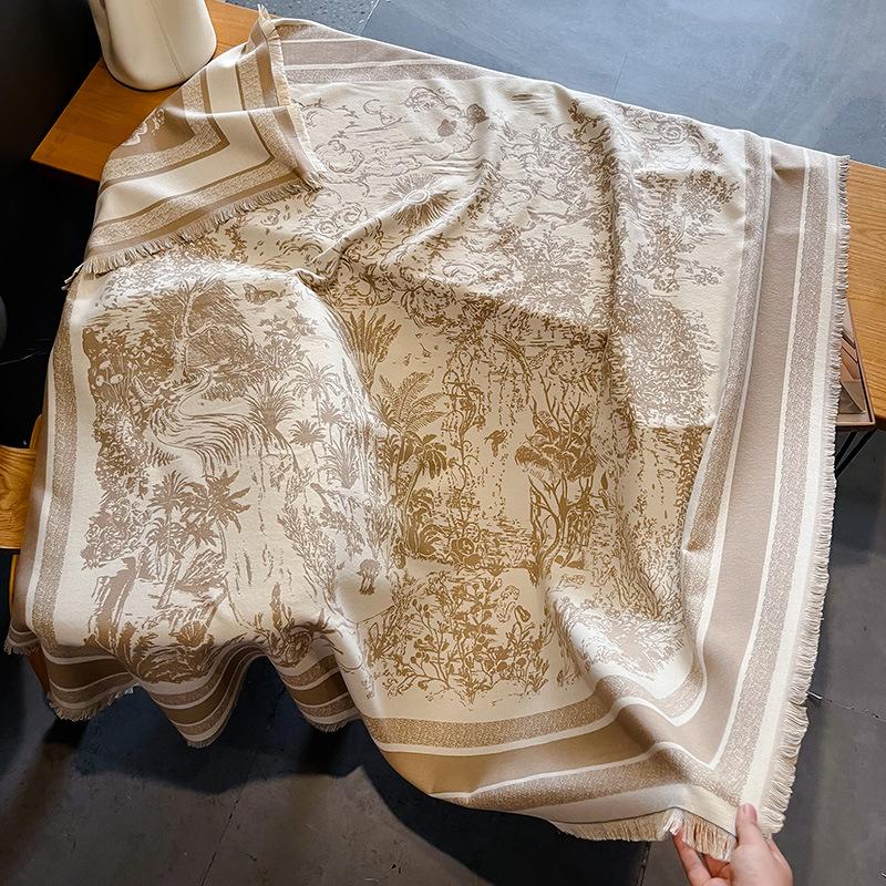 New Elegance Cashmere Warm Scarf For Women Winter Thick Blanket Wraps Two-sided Bufanda Echarpe Pashmina Luxury Print Shawl