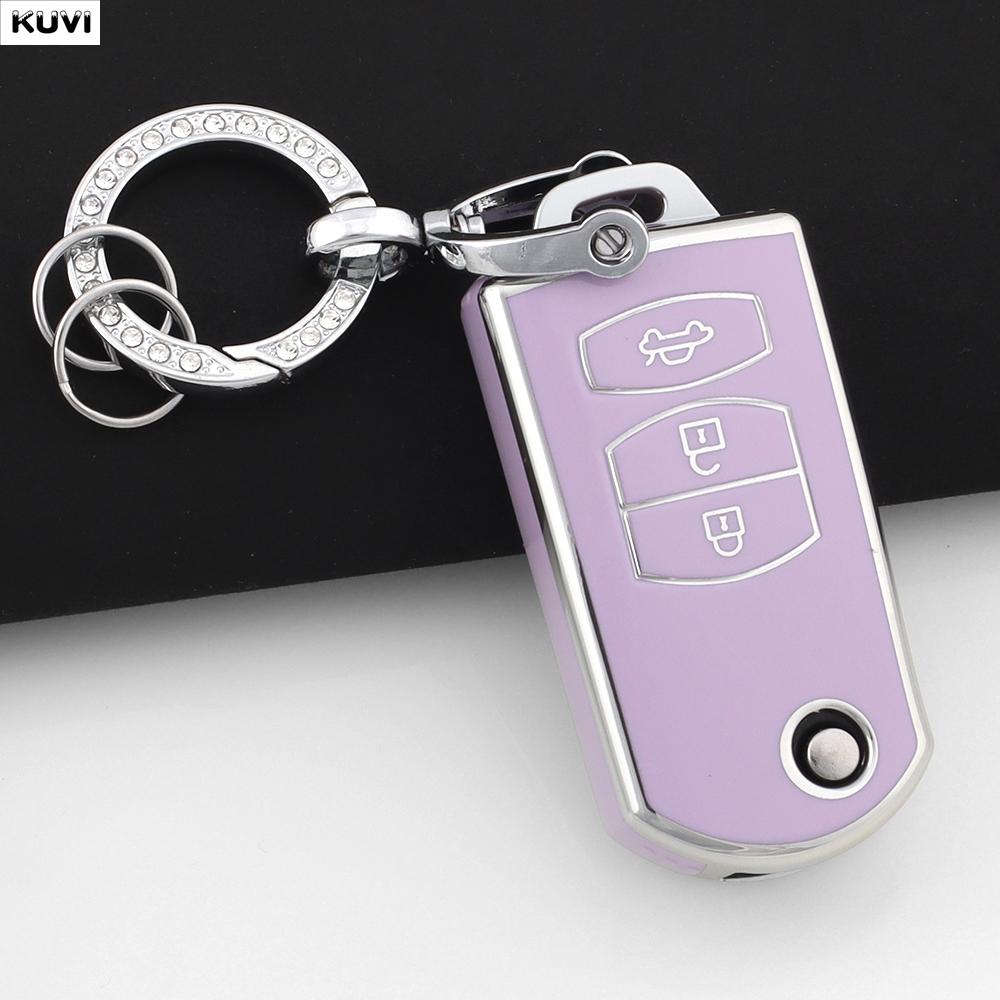 2 3 Knappar Tpu Bilnyckel Fällbar Nyckelring Fodral Skal Nyckelringsskydd För Mazda 2 3 5 6 Cx7 Cx9 Rx8 Mx5 Mpv Demio