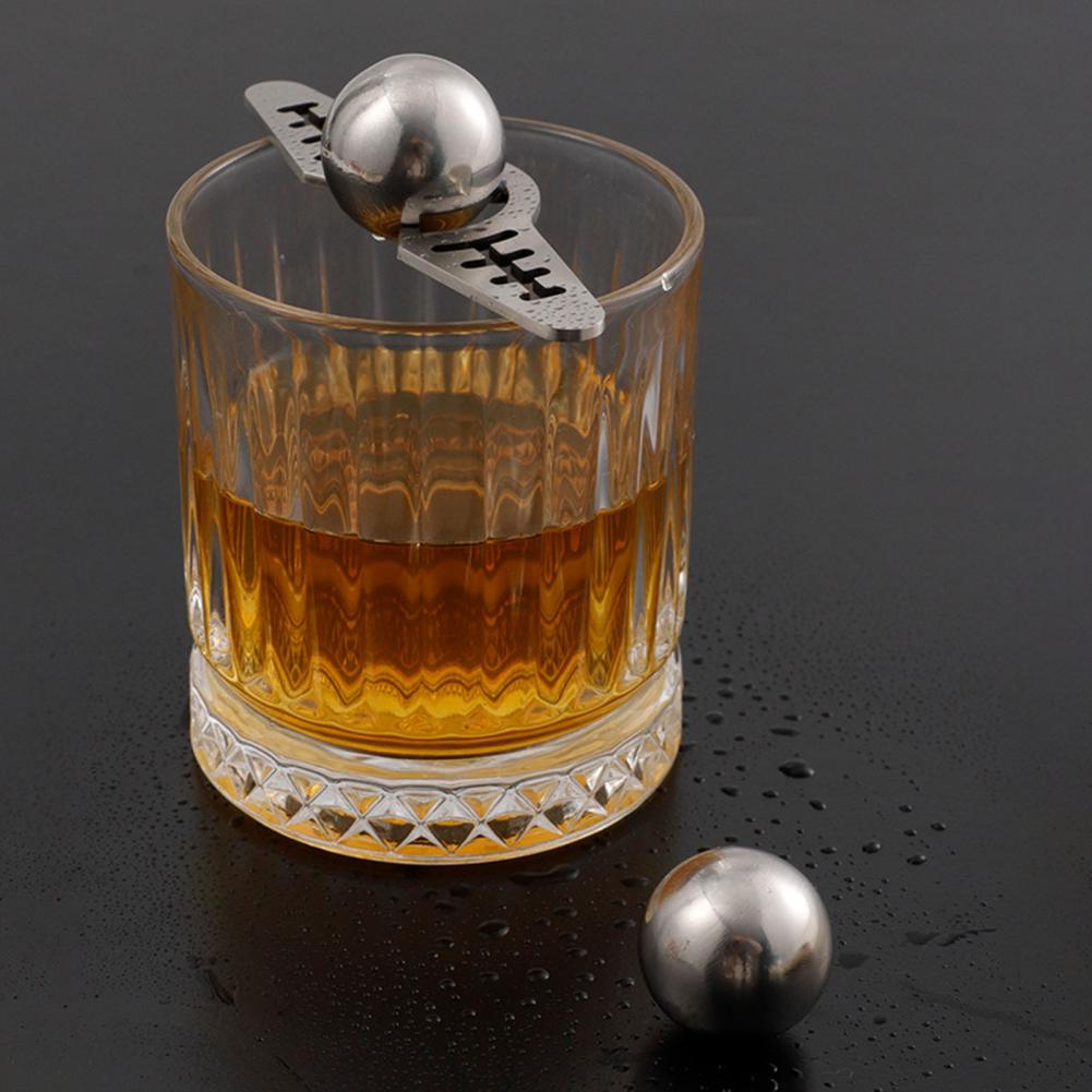 Espresso Ball Kit Stainless Steel Espresso Ball with Holder Reusable Iced Coffee Chiller Metal Dilution-free Cocktail Whiskey
