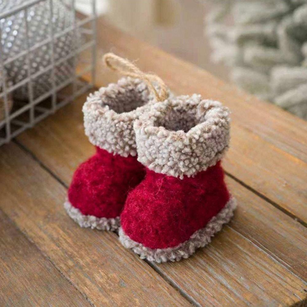 Colorful Fabric Christmas Boot Pendant Mini Size Christmas Tree Pendant Holiday Gift