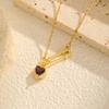 Fashion Stainless Steel Chain Heart Zircon Copper Pin Gold Necklace Ladies Nc-1650