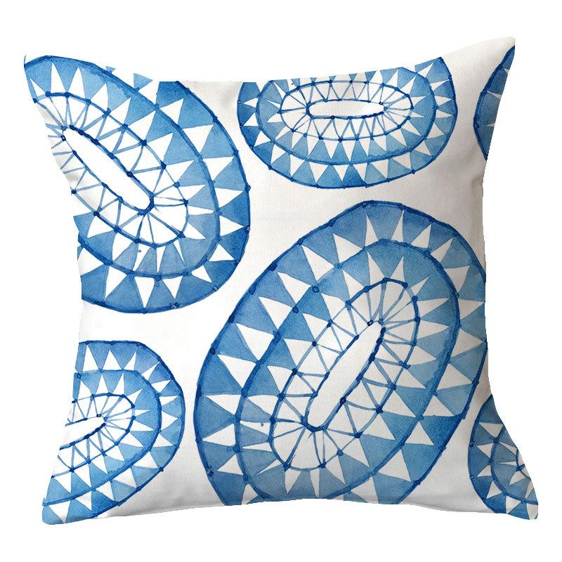 Simple New Blue Geometric Plush Pillowcase Home Fabric Sofa Pillow Cushion Cover Design
