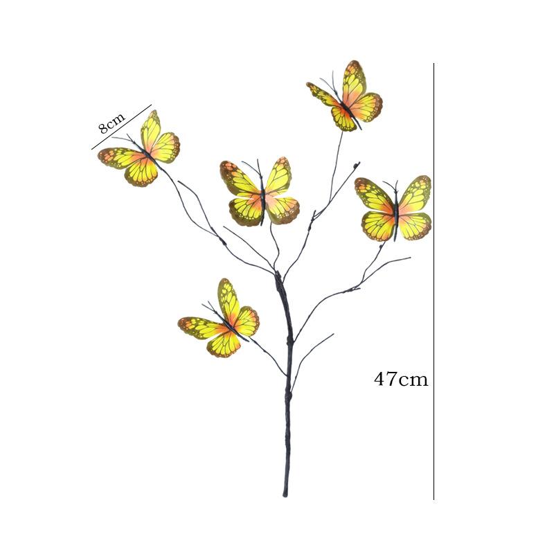 1pc Faux Plant Branch 5 Heads Butterfly Flower 47cm Home Decor Wedding Decoration Artificial Fake Flower