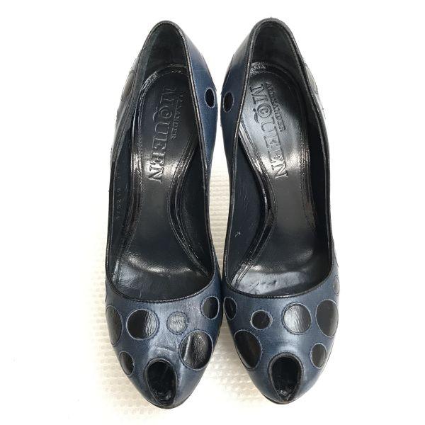 ALEXANDER McQUEEN High Heel Pumps 36.5 23.5 Navy Luxury Shoes(USED)