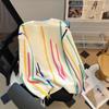 Bunt gestreifte Quasten Strickpullover Damen Stilvolle lockere Mode schicke Pullover Herbst Winter Langarm O Hals Jumpe