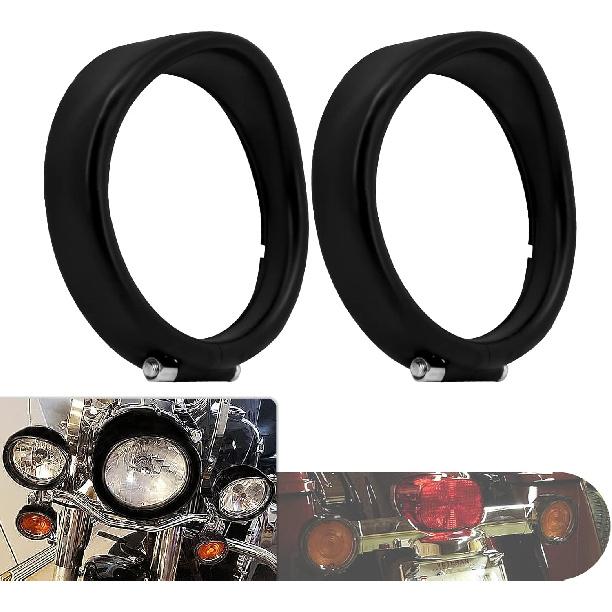 Motorcycle Visor Style Turn Signal Trim Ring Cover Fit for Harley Touring Electra Glide Road King FLHR Softail FLST (Black) чёрный