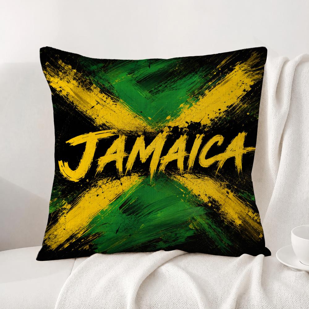 Flag Jamaica Flag Cushion Cover Natural Linen Pillowcase Set AllinOne Decor Cushion Cover for Sofa Bedroom Chair
