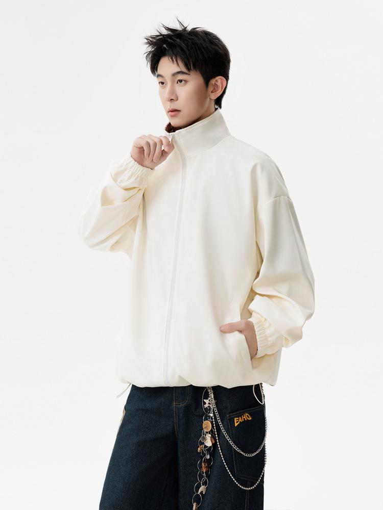 2025 Men's Trendy Color Block Patchwork Jacket - Retro Loose Fit with Lapel for Spring/Autumn