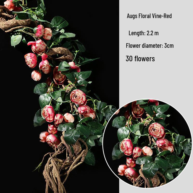 Artificial Rose Vine Wall Decor for Air Conditioner Pipes