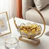 Glass Flower Basket Shape Fruit Plates Large Capacity Dried Fruit Plate  for Living Room