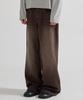 Joan Homme Refined Wide Denim Pants (Ribbed Brown)
