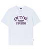 QUTON Classic Studio Purple Oversized Heavy Short Sleeve T-Shirt_White