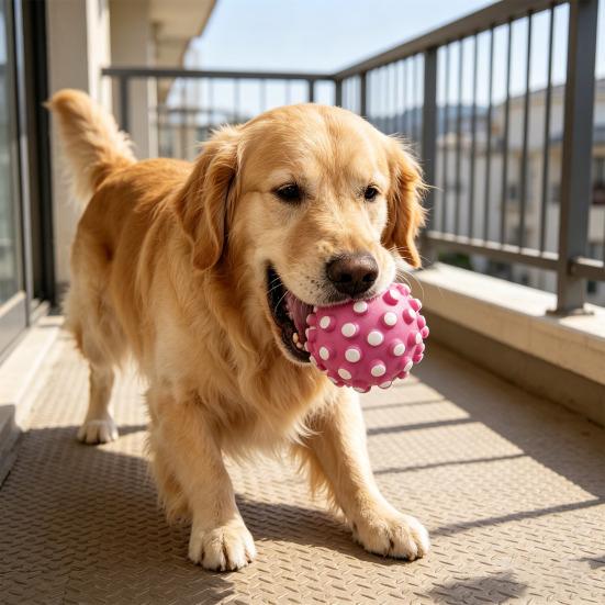 Squeaky Dog Ball Latex Textured Ball Dog Chew Toy Teeth Cleaning Toy for Large Medium Small Dogs Interactive Fetch