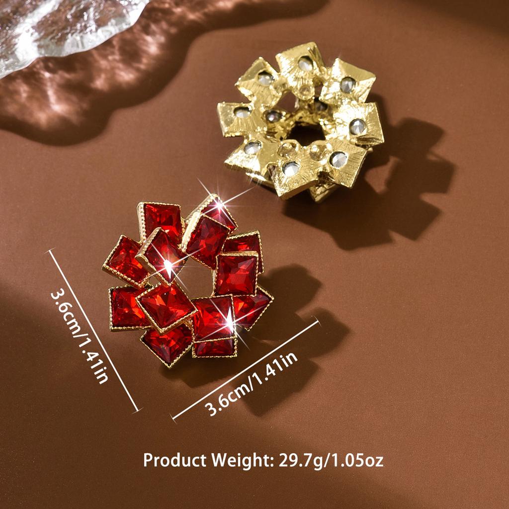 Popular cross-border full diamond flower earrings, women's light luxury exquisite earrings, high-end exaggerated earrings