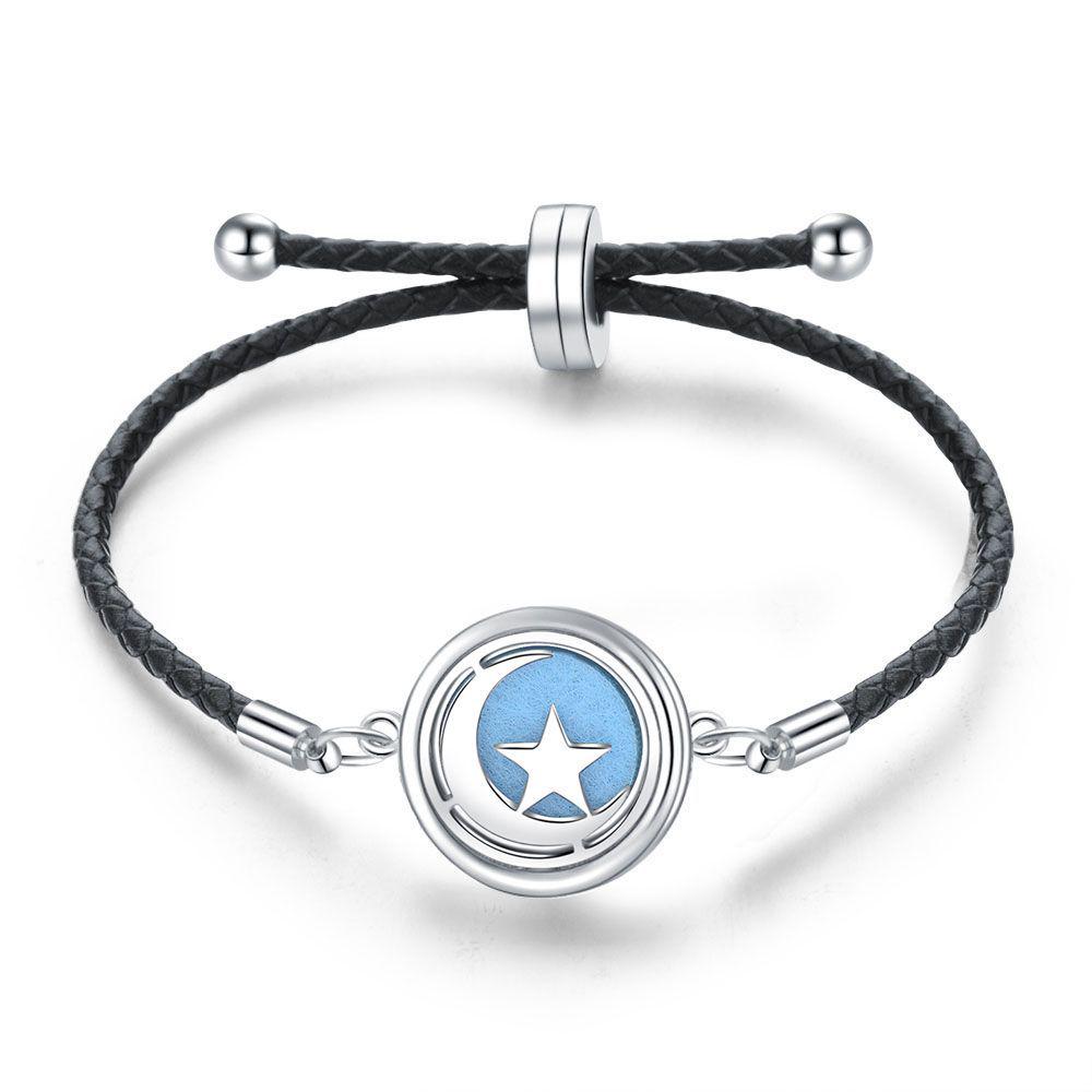 Women's Adjustable Braided Leather Aroma Diffuser Tree of Life Bracelet