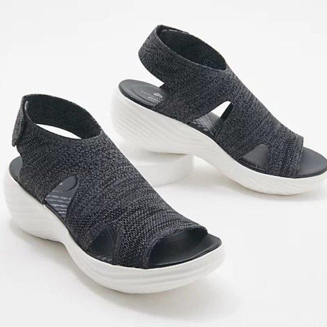 

Новая летняя обувь с открытым носком, женские уличные сандалии на плоской платформе, женские повседневные сандалии больших размеров, Sandalias De Mujer 42 чёрный