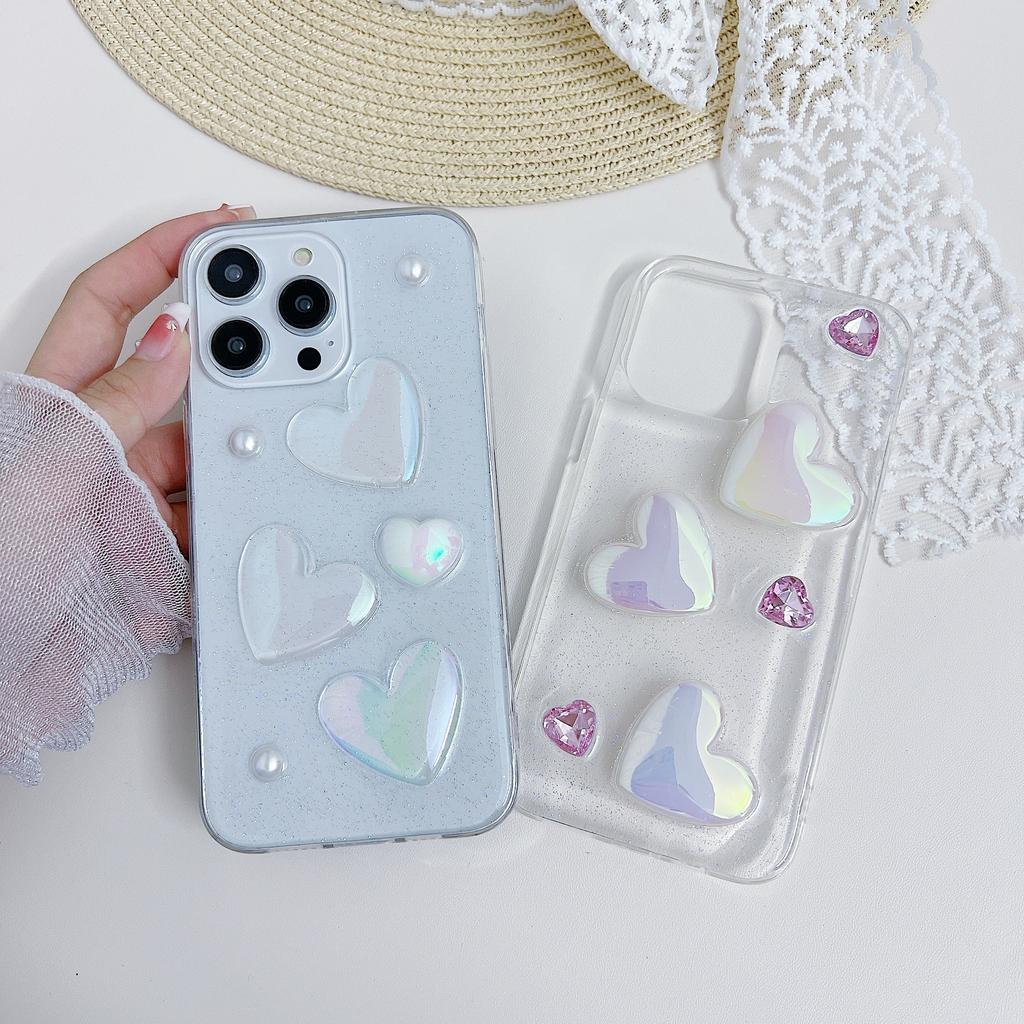 Stereo Crystal Love Thickened Mobile Phone Case for Apple IPhone16Plus/15ProMax/13/14/12