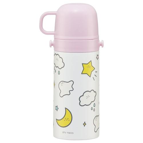 Skater Kids' Stainless Steel Water Bottle, 2-Way Design, Straw/410ml Capacity, Cup/350ml Capacity, Shinapushu Design, Child-Friendly, Lightweight, Ins