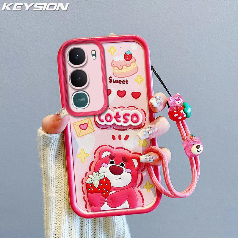 KEYSION Противоударный чехол для VIVO Y31 5G со шнурком Мягкий силиконовый Милый 3D мультяшный чехол-накладка на заднюю панель телефона для VIVO Y31 5G for VIVO Y31 5G