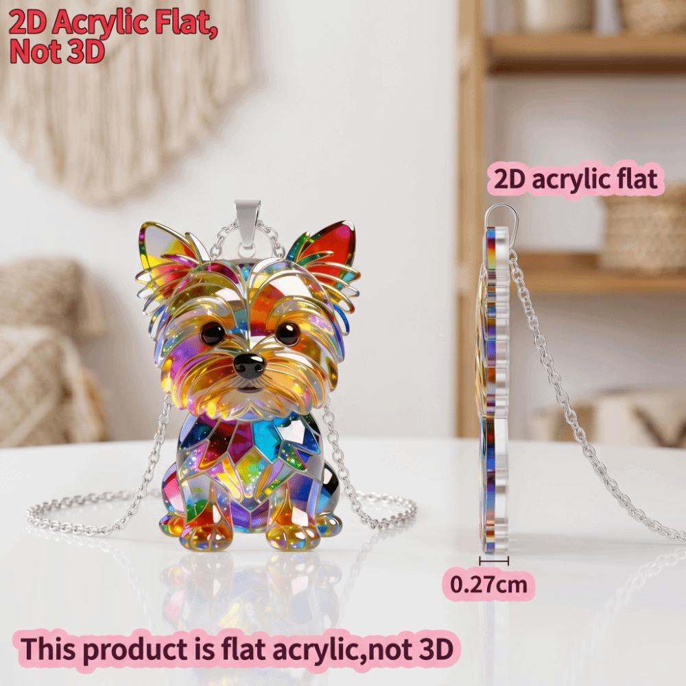 Friendship Yorkshire Terrier Necklace 2D Flat Dog Pendant Necklace Long Sweater Chain Women