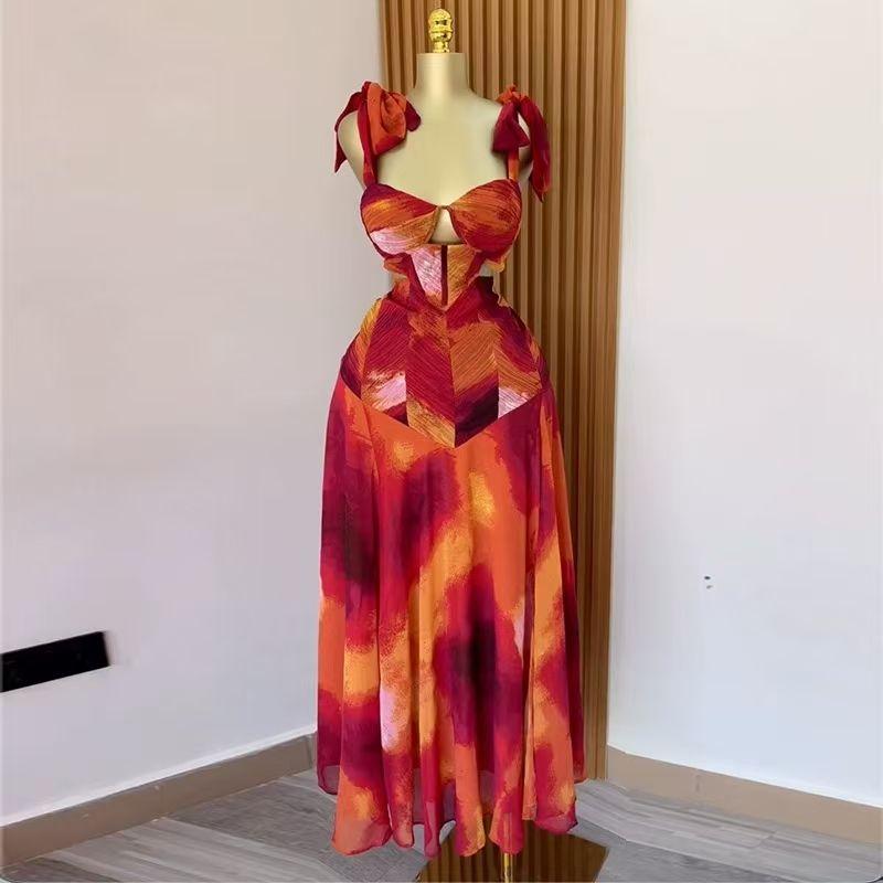 

European and American New Sexy Print Cami Skirt sets Printed Vest and Skirt Set Color M