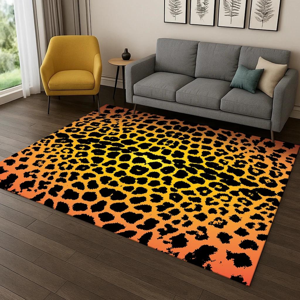 Colorful Zebra Stripes Leopard Print Carpet Rug for Home Bedroom Living Room Sofa Doormat Decor,Area Rug Play Game Non-slip Mat