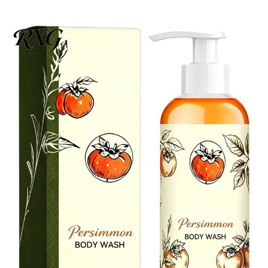 Hydrating Shower Gel Persimmon Body Wash, 100ml Gentle Exfoliating with Fresh Non Irritating Wash Fruit Scent, Deep Cleansing Mild Daily Cleanser for