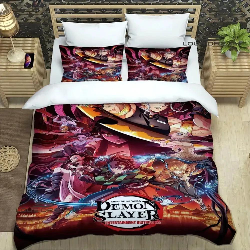 3D Print 3D Print Demon Slayer Anime Bedding Set Double Twin King Duvet Cover Comforter Pillowcase Boys Girls Adults Bedroom