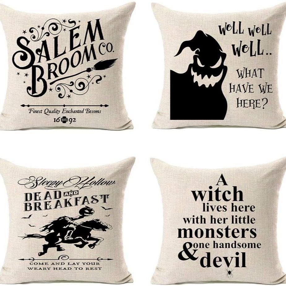 Halloween Pillowcase Devil Cartoon Linen Pillow Print Home Sofa Pillowcase Cushion