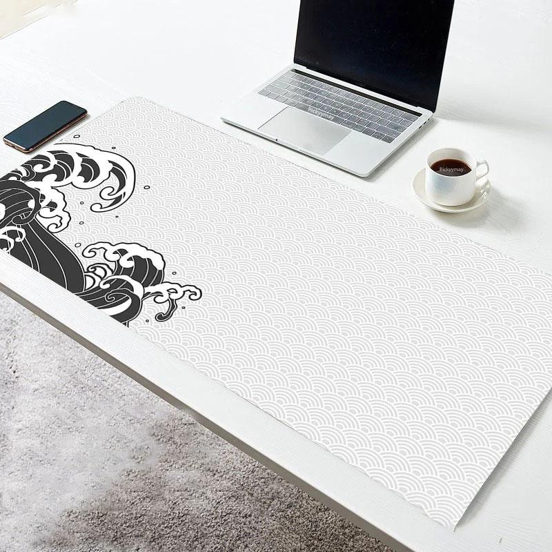 Japanese Great Wave Off Mouse Pad Large Mousepad Keyboards Gamers Deskpad Computer Laptop Keyboard Rubber Stitched Edges Mat