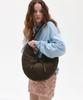 Bowtique Crescent Suede Hobo Bag_Khaki