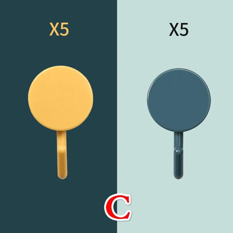 10Pcs Creative Macron Hook No Punching Storage Adhesive Hanging Behind Kitchen and Bathroom Doors Home Wall Mounted Key Hook