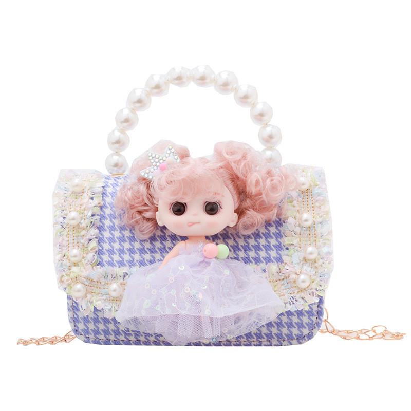 Cute Princess Children's Bag With Stylish Pearl Handle For Little Girls In Colorful Options